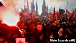 Protesters took to the streets in Podgorica on December 28. 