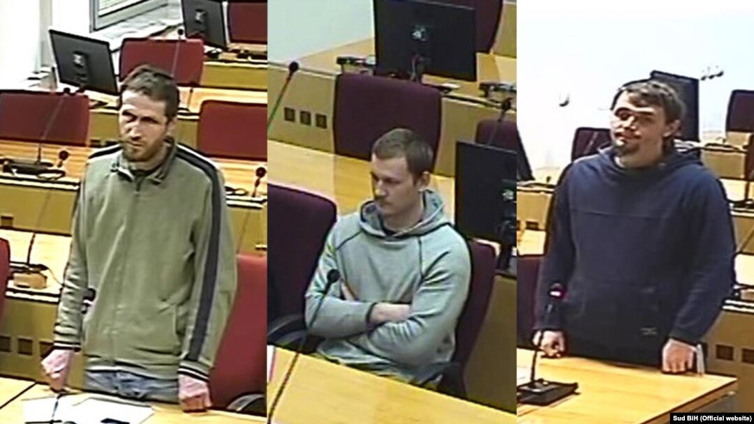 Osumnjičeni za ratovanje u Siriji Senad Kasupović, Armen Dželko i Jasmin Keserović (s lijeva na desno).