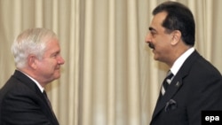 U.S. Defense Secretary Robert Gates meets Pakistan's Prime Minister Yusuf Raza Gilani in Islamabad.