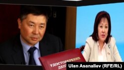Лидер фракции «Кыргызстан» Канат Исаев и Эльмира Жумалиева. 