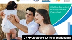 Jurnalistul Europei Libere Nicolae Gușan promovând concediul paternal