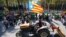 Spain - tractors bearing separatist Catalonian flags