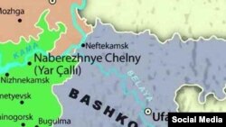 Татарстан һәм Башкортстан чиге харитасы
