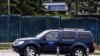 Kosovo - A car drives past the headquarters of the European Union Rule of Law Mission in Kosovo (EULEX), Pristina, 8Jun2018