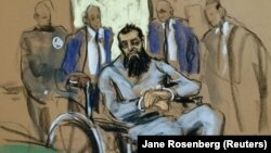 Сайфулло Саипов на заседании суда в Нью-Йорке 1 ноября. Судебная зарисовка