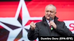 MOLDOVA -- Moldovan President Igor Dodon delivers a speech during the rally of Socialist Party in the Great National Assembly Square in Chisinau, November 18, 2018