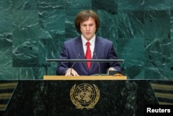 Грузинський прем’єр Іраклій Кобахідзе виступає на Генасамблеї ООН в Нью-Йорку. 24 вересня 2026 року