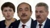 A combo photo shows Belarusian presidential candidates Tatsyana Karatkevich (left), Syarhey Haydukyevich (center), and Mikalay Ulakhovich