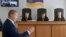 A panel of three judges listens to Yanukovych’s lawers in Kyiv on June 26.