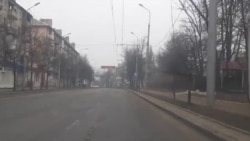 Опустевшие улицы Донецка 22 февраля
