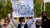 Pakistani journalists and members of civil society protesting against attacks on journalists in Islamabad.