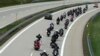 Germany -- Members and sympathizers of the Russian motorcycle club 'Night Wolves' drive on the federal motorway A17 passing the German-Czech border crossing near Breitenau, May 7, 2015