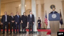 Pamje pas takimit të presidentit amerikan, Barack Obama, dhe pesë liderëve të vendeve të rajonit nordiko-baltik.
