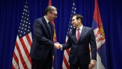 Aleksandr Vučić, kao predsednik Srbije, sa Markom (Marco) Rubiom, Njujork, 23. septembra 2025.