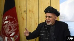 Afghan President Ashraf Ghani making a speech in Kandahar in February.