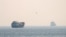 Vessels in the Strait of Hormuz, as seen from Musandam, Oman on July 8, 2026.