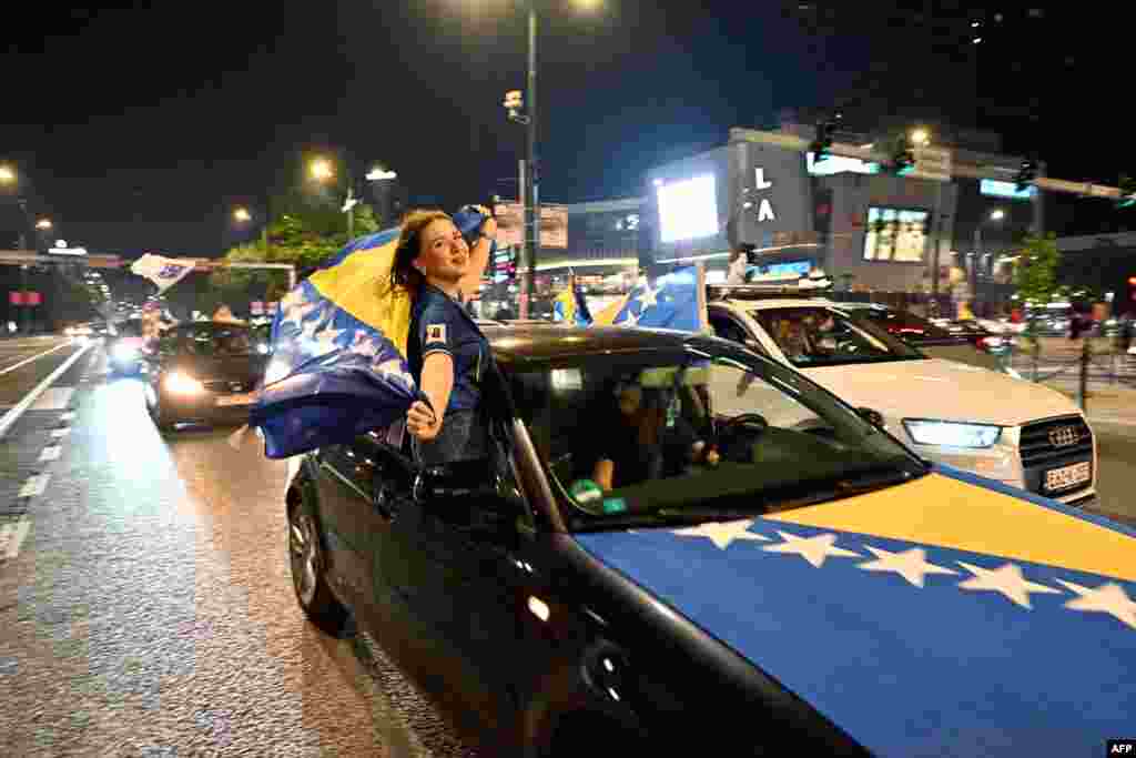 Slavlje na ulicama Sarajeva nakon pobjede selekcije BiH nad Katarom, 24. juna 2026.