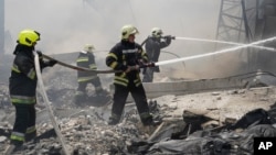 Ukrainian emergency responders are frequently under threat of follow-up attacks from Russian drones. (file photo)