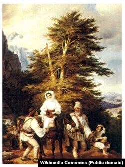 Mocani sălișteni îndreptându-se spre târg - pictură de Barabás Miklós.
