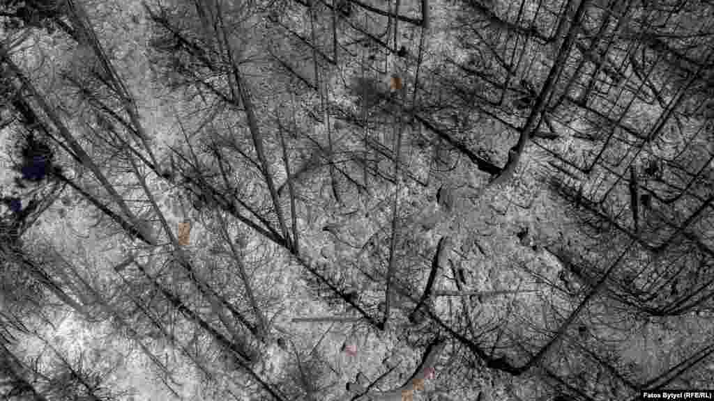 Fotografija iz drona na spaljenu planinu u Štupelju na Prokletijama