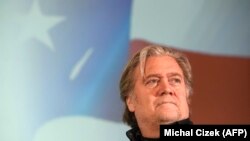 Steve Bannon, fost consilier al lui Trump şi fost editorialist al platformei radicale de dreapta Breitbart, Praga, 22 mai 2018