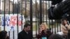 Armenia - Journalists picket the parliament building in Yerevan to protest against a notorious pro-government deputy, 23Feb2016. 