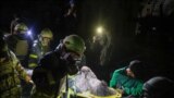 UKRAINE -- Aftermath of the hit in the Svyatoshynskyi district, Kyiv, April 24, 2025. Aftermath, bomb shelter nearby, bodies of the dead