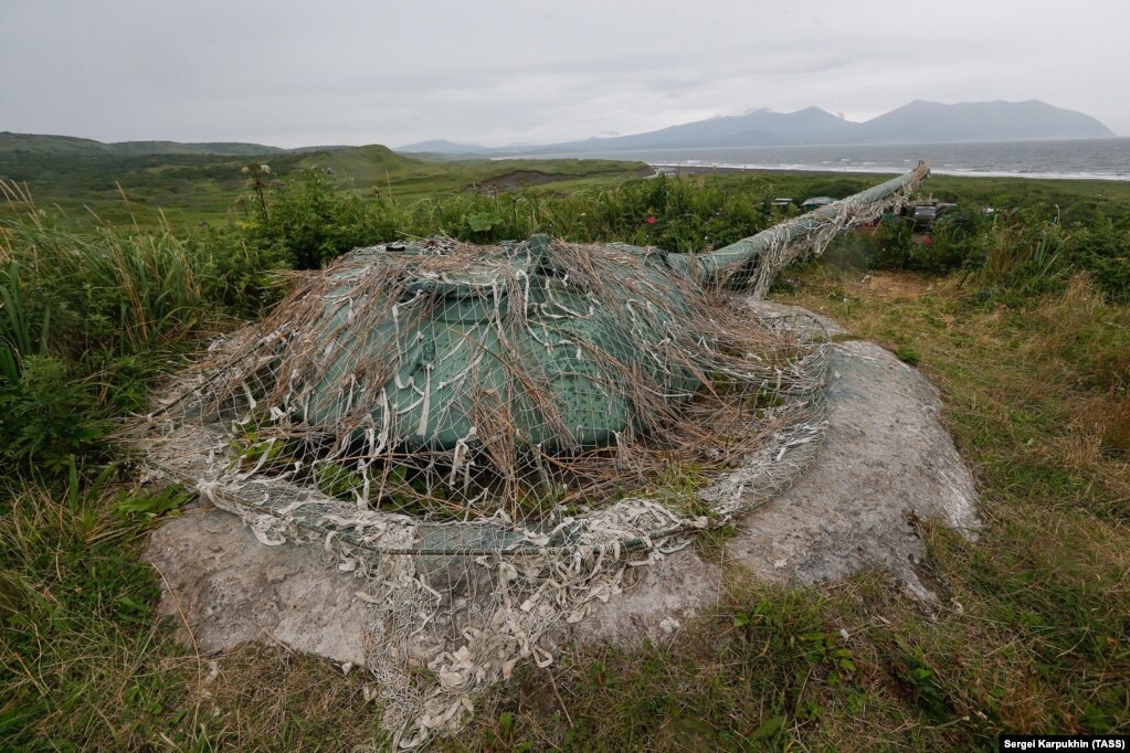 Coastal artillery on Iturup. The Kurile chain of islands was captured by the Soviet Union and the Japanese population expelled after the United States and Britain promised Moscow the islands in return for entering the WWII fight against Japan. Today, Japan lays claim to four of the southernmost Islands in the chain.