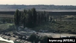 Qarasuvbazar civarında boru tel üzerindeki duman