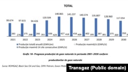 Prognoza producției de gaz din România până în 2024