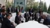 Russia - Russian President Vladimir Putin talks to foreign leaders attending the World Atomic Week forum in Moscow, September 25, 2025.