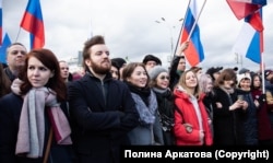 Виталий Колесников на марше Немцова. Фото Полины Аркатовой
