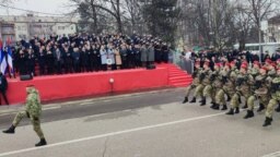Полицейски части маршируват по време на парад в Баня Лука, Босна. На 9 януари 2022 Република Сръбска в Босна отбеляза свой Ден на независимостта, който на два пъти е определян за неконституционен.