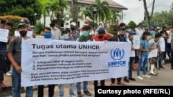 ارشیف: اندونیزیا کې د افغان کډوالو د اعتراض یو انځور
