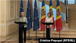 Președinta Comisiei Europene, Ursula von der Leyen, și președinta R. Moldova, Maia Sandu - Chișinău, 10 octombrie.