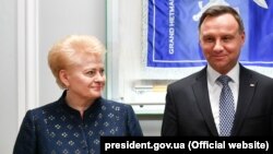 Даля Грыбаўскайце і Анджэй Дуда, архіўнае фота