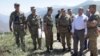 Armenia - Defense Minister Seyran Ohanian visits Armenian troops deployed along the border with Azerbaijan's Nakhichevan exclave, 22Jul2015.