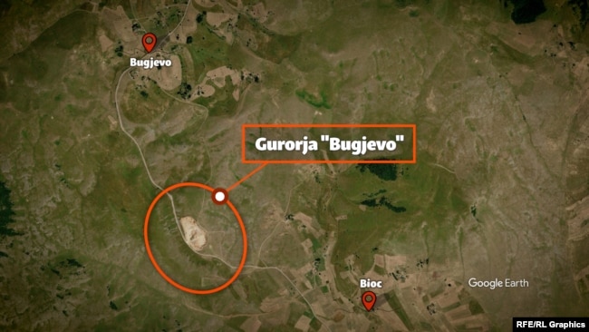 Një pjesë e terrenit midis fshatrave Bugjevo dhe Bioc pranë Sjenicës, ku kompania "Novi Pazar-put" ka leje për shfrytëzimin e gurit gëlqeror në vendburimin Bugjevo.