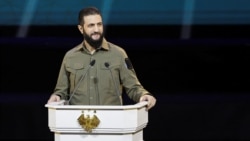 Президент Сирии Ахмед аш-Шараа произносит речь по случаю первой годовщины свержения Башара Асада. Дамаск, 8 декабря 2025 года