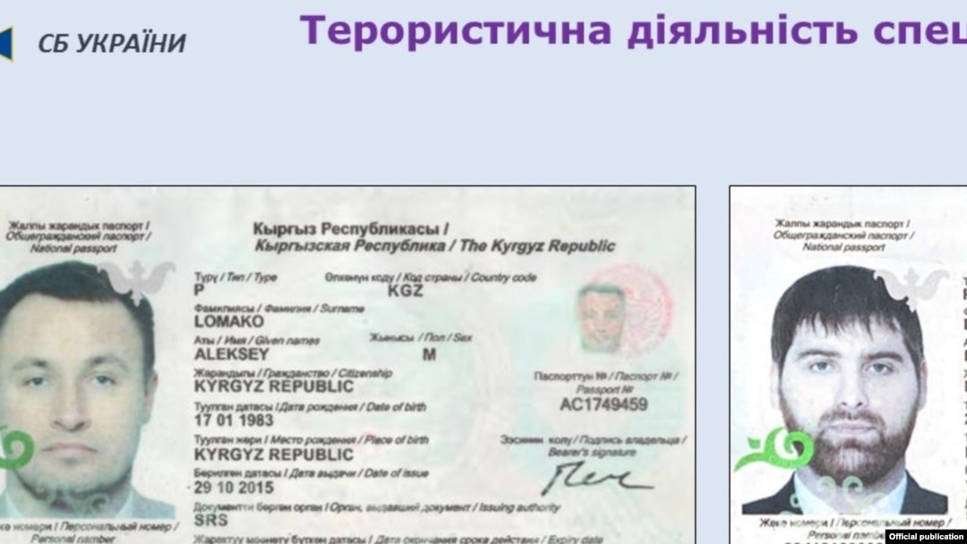 Алексей Ломако жана Руслан Кирик деген ат менен берилген паспорттор