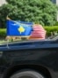 KOSOVO: Flags of Kosovo and United States of America on a vehicle, in Washington DC, July 2025