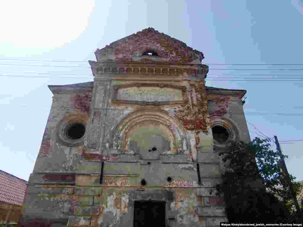 A gutted synagogue in a Slovak town where some 500 Jews once lived. Today only pigeons frequent the ancient structure. &nbsp;