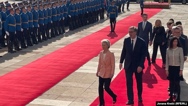Ursula von der Lejen, predsednica Evropske komisije, prilikom poslednje posete Beogradu oktobra 2024. godine.