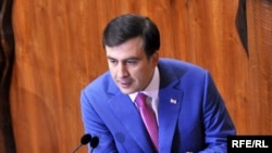 Georgian President Mikhail Saakashvili speaks during an October parliament session in Tbilisi