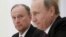 Russia -- Russian Security Council Secretary Nikolai Patrushev (L) looks at President Vladimir Putin during a meeting with the BRICS countries' senior officials in charge of security matters at the Kremlin in Moscow, Russia, May 26, 2015