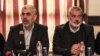 PALESTINE -- Yahya Sinwar (L), leader of the Islamist Hamas movement in the Gaza Strip, and the movement's political bureau head Ismail Haniyeh meet with the heads of families in Gaza City on December 26, 2017, to discuss recent developments on the reconc