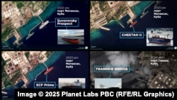 Imazhet satelitore nga Planet Labs tregojnë cisternat ruse të naftës, të ankoruara në portet kubane, më 2022, 2023 dhe 2024.