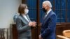 Belarusian opposition leader Svyatlana Tsikhanouskaya (left) meets with U.S. President Joe Biden at the White House on July 28.