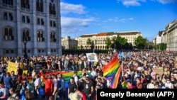 Protesti protiv usvajanja anti LGBT zakona u Budimpešti, 14. juni 2021.