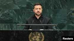 Президент України Володимир Зеленський під час виступу на сесії Генеральної асамблеї ООН. Нью-Йорк, 23 вересня 2026 року